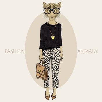 leopard girl hipster