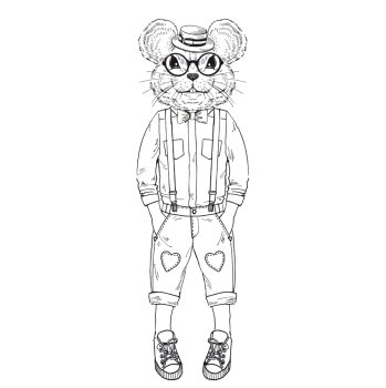 mouse kid dressed up in retro style