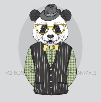 panda male dressed up in retro style