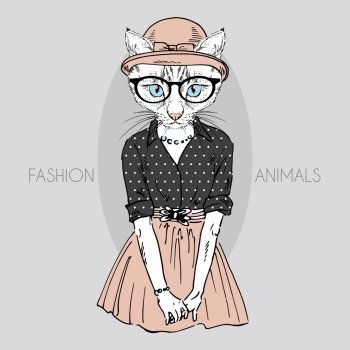 cute cat girl hipster