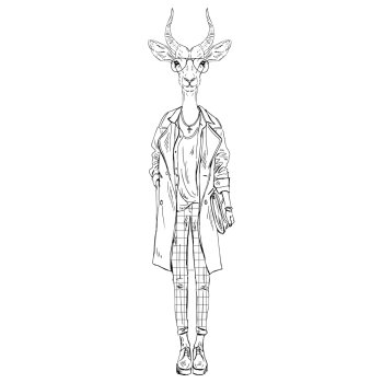 antelope dressed up in modern style, city look