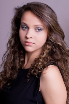 young beautiful teenager brunette close up portrait
