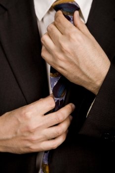 detail of a Business man suit with colored tie