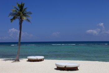beach resort at the caribbean sea. Yucatan, Mexico