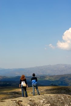 couple in the mountains on the north of portugal