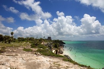 small Mexico beach at Tulum ruins, Yucatan