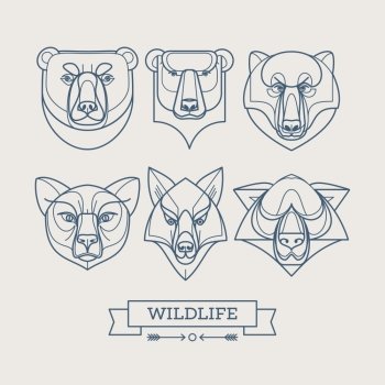 Animals linear art icons. Vector illustration EPS10