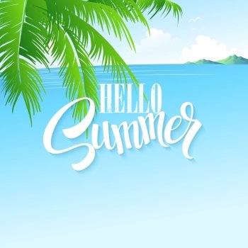 Summer holidays vector background  with palm leaves and sea. Summer holidays vector background  with palm leaves and sea EPS 10