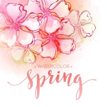 Watercolor spring flower background. Vector illustration. Watercolor spring flower background. Vector illustration EPS10