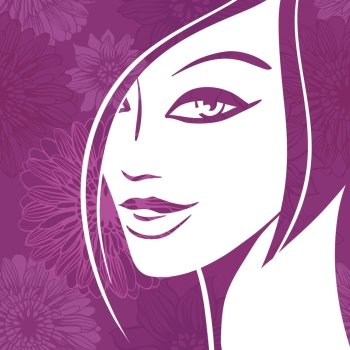 Abstract girl portrait. Beautiful woman vector silhouette.