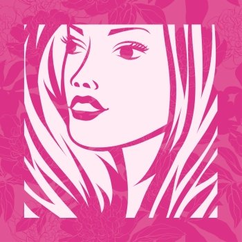 Abstract girl portrait. Beautiful woman vector silhouette.