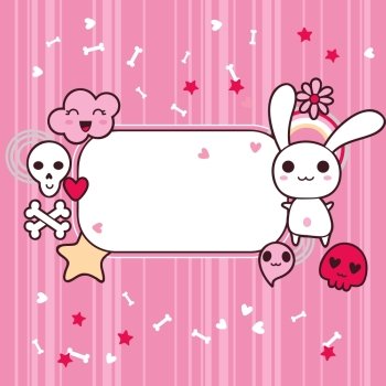 Funny background with doodle. Vector kawaii illustration. Funny background with kawaii doodle.