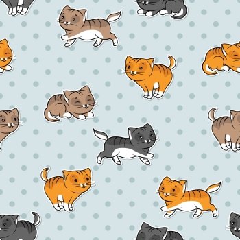 Seamless pattern with funny cats. Vector illustration.. Seamless pattern with funny cats. Vector illustration