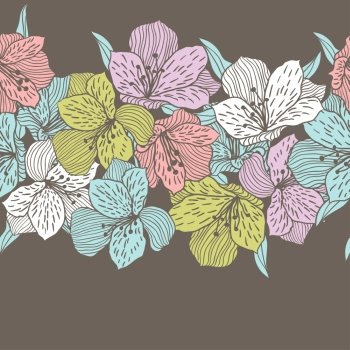 Abstract vintage seamless flower pattern with orchid.