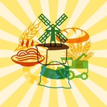 Background with retro agricultural objects.