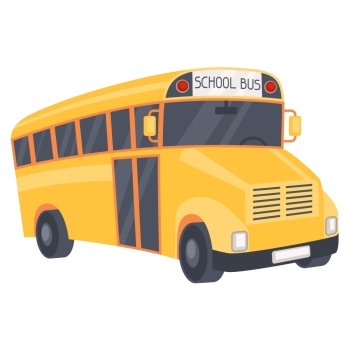 Illustration of yellow school bus in cartoon style.