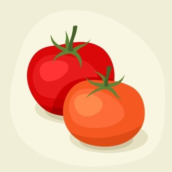 Stylized vector illustration of fresh ripe tomatoes.