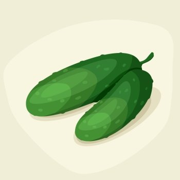 Stylized vector illustration of fresh ripe cucumbers.