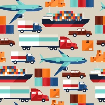 Freight cargo transport seamless pattern in flat design style. Freight cargo transport seamless pattern in flat design style.