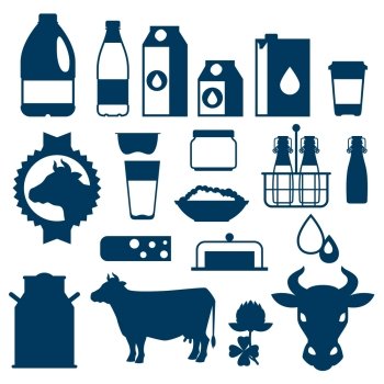 Milk set of dairy products and objects. Milk set of dairy products and objects.