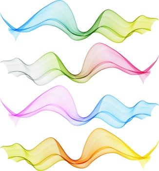 Vector Set of color transparent smoke wave. Set of color transparent smoke wave