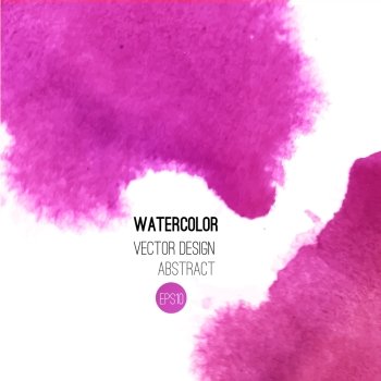 Abstract watercolor background. Pink Hand drawn watercolor backdrop, texture, stain watercolors on wet paper. Vector illustration