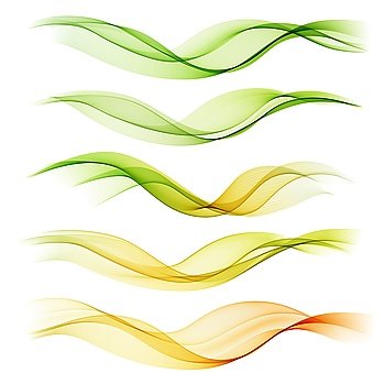 Set abstract color wave. Vector smoke lines.. Set abstract color wave. Color smoke wave. Transparent wave. Abstract smooth wave vector. Smoke green wave. Vector yellow wave. Orange wave lines. Vector Abstract lines.