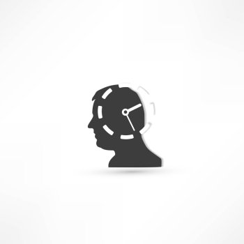 Man thinks about time. Businessman concept icon