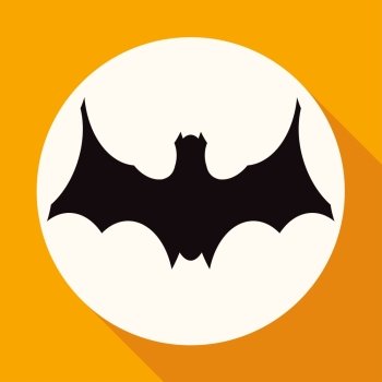 Icon Bat on white circle with a long shadow