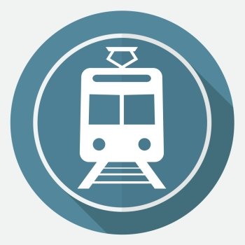 Icon Train on white circle with a long shadow