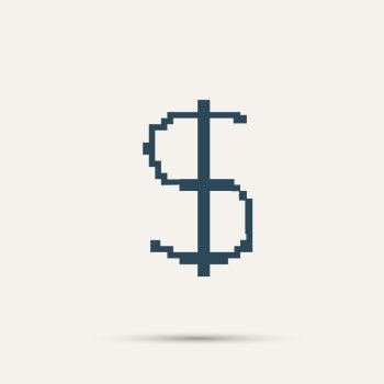 Simple style pixel icon dollar sign. Vector design.. Simple style pixel icon dollar sign. Vector design