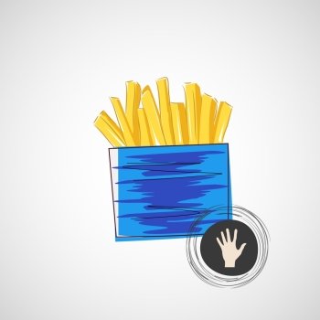 Vector sketch of cardboard with french fries.. Vector sketch of cardboard with french fries