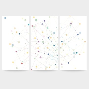 Set of  digital backgrounds for communication, molecule structure vector illustration.