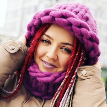 Woman Wearing Knitted Hat