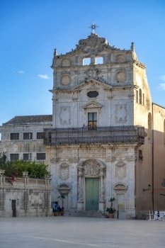 Syracuse, Italy - November 21, 2022: Church Santa Lucia alla Badia in Syracuse, an iconic landmark in the historic core of Ortigia Island, Italy