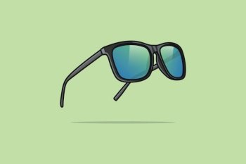 Summer Shiny Sun Glasses Sticker vector illustration. Summer glasses object icon concept. Summer fashion glasses sticker design logo with shadow.