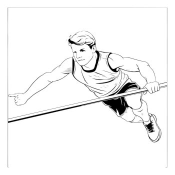 Vector illustration of a male track and field athlete running at the finish line.