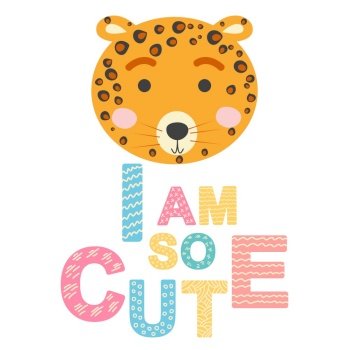 Cute face of an animal with lettering. Scandinavian style and pastel palette. baby posters, cards, clothes, childrens rooms. Cute face of an animal with lettering. Childish print for nursery in a Scandinavian style. baby posters, cards, clothes