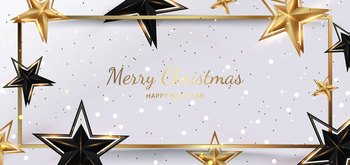 Elegant gold star shining. Celebration party happy concept. Banner merry christmas light ray with lighting effect. Luxury greeting card. Vector illustration