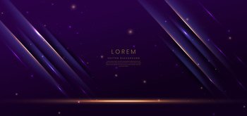 Elegant purple stage with gold diagonal glowing lighting effect and sparkle. Template premium award design. Vector illustration