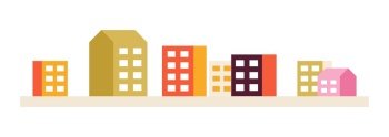 Apartment complex 2D cartoon object. Residential area. Block of flats isolated vector item white background. Condominium city. High rise buildings urban landscape color flat spot illustration. Apartment complex 2D cartoon object