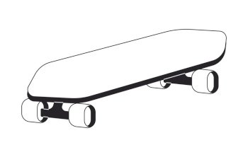 80s skateboard funky black and white 2D line cartoon object. Old fashioned sports equipment isolated vector outline item. Skateboarding leisure activity 90s vibes monochromatic flat spot illustration. 80s skateboard funky black and white 2D line cartoon object