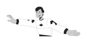 Dance move with hands indian man black and white 2D line cartoon character. South asian guy disco clubbing isolated vector outline person. Nostalgia performance monochromatic flat spot illustration. Dance move with hands indian man black and white 2D line cartoon character
