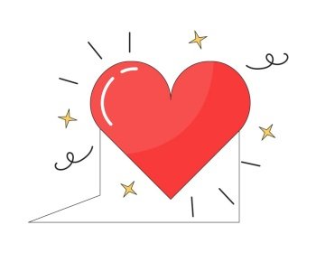 Sending love online 2D linear cartoon object. Romantic confession text message isolated line vector element white background. Will you be my valentine social media color flat spot illustration. Sending love online 2D linear cartoon object