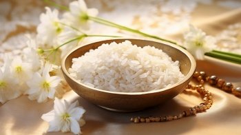 Presenting sustenance through rice offering rituals.AI Generated
