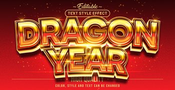 Editable text style effect - Dragon New Year text style theme. Graphic Design Element.