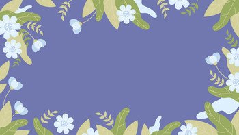 Floral banner. Gently blue flowers on blue background. Horizontal poster template. Vector illustration in flat style.
