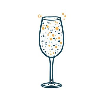 a champagne glass filled with bubbles