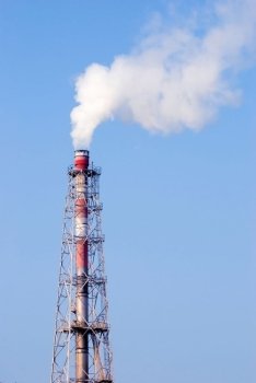 Industry chimney with clear white smoke