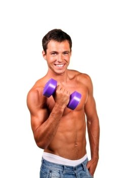 Sexy muscular man doing lifting. Sexy muscular man doing lifting